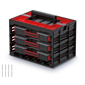 Úložný box s 3 organizérmi IMPOSE 41,5x29x29 cm čierno-červený