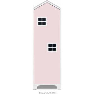 Skříň ve tvaru domečku MIRUM růžová/bílá