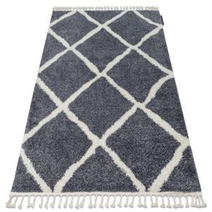 Kusový shaggy koberec BERBER CROSS sivý