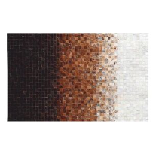 Tempo Kondela Luxusný kožený koberec patchwork 170x240 KOŽA TYP 7 |biela/hnedá/čierna