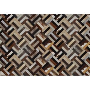 Tempo Kondela Luxusný kožený koberec patchwork 140x200 KOŽA typ 2 | hnedá/čierna/béžová