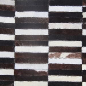 Tempo Kondela Luxusný kožený koberec patchwork 69x140 KOŽA typ 6 | hnedá/čierna/biela