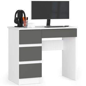 Písací stôl A-7 90 cm ľavý biely/grafit