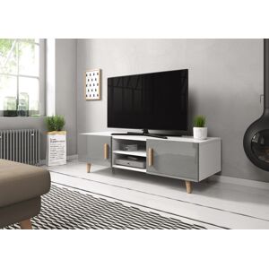 WIP TV stolík SWEDEN 2 Farba: Biela / sivý lesk