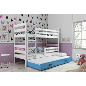 BMS Detská poschodová posteľ s prístelkou ERYK 3 | biela Farba: biela / modrá, Rozmer.: 190 x 80 cm