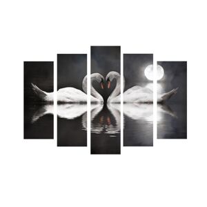 Viacdielny obraz Swan Lake 105 x 70 cm čierny/biely