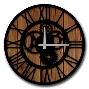 Nástenné hodiny Ozubené kolieska 50 cm hnedo-čierne