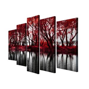 Viacdielny obraz Red Leaves 105 x 70 cm červený