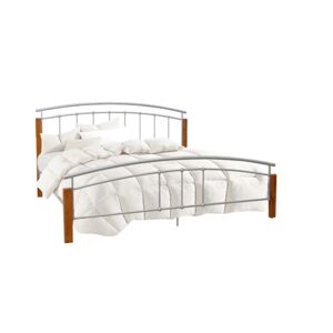 Tempo Kondela Manželská posteľ MIRELA MIRELA: Manželská posteľ / strieborný kov / prírodné drevo-jelša / 180 x 200 cm