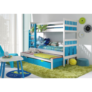 ArtBed Detská poschodová posteľ s prístelkou MAKSYMILIAN Prevedenie: Morenie - Farba