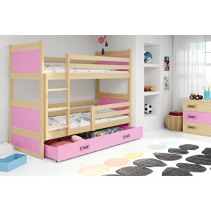 BMS Detská poschodová posteľ RICO |  borovica 90 x 200 cm Farba: Ružová