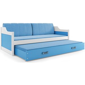 BMS Detská posteľ s prístelkou DAWID | biela 80 x 190 cm Farba: Modrá
