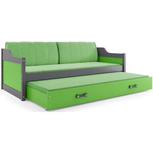 BMS Detská posteľ s prístelkou DAWID | sivá 80 x 190 cm Farba: Zelená