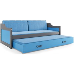 BMS Detská posteľ s prístelkou DAWID | sivá 80 x 190 cm Farba: Modrá