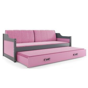 BMS Detská posteľ s prístelkou DAWID | sivá 90 x 200 cm Farba: Ružová