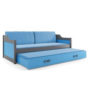 BMS Detská posteľ s prístelkou DAWID | sivá 90 x 200 cm Farba: Modrá