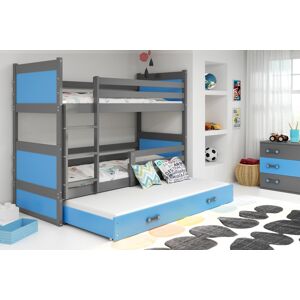 BMS Detská poschodová posteľ s prístelkou RICO 3 | sivá 80 x 190 cm Farba: Modrá