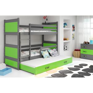 BMS Detská poschodová posteľ s prístelkou RICO 3 | sivá 80 x 190 cm Farba: Zelená