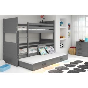 BMS Detská poschodová posteľ s prístelkou RICO 3 | sivá 90 x 200 cm Farba: Sivá