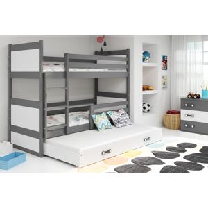 BMS Detská poschodová posteľ s prístelkou RICO 3 | sivá 90 x 200 cm Farba: Biela