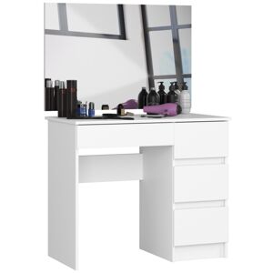 Kozmetický stolík so zrkadlom T-6 I 90x50 cm biely pravý