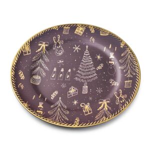 Dekoratívny podtanier Blanche Festive IV 33 cm s vianočným motívom čierno-zlatý