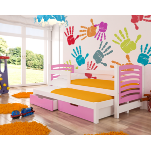 ArtAdrk Detská posteľ s prístelkou AVILA Farba: biela / ružová