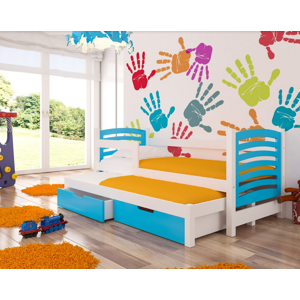 ArtAdrk Detská posteľ s prístelkou AVILA Farba: biela / modrá