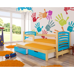 ArtAdrk Detská posteľ s prístelkou AVILA Farba: Borovica / modrá