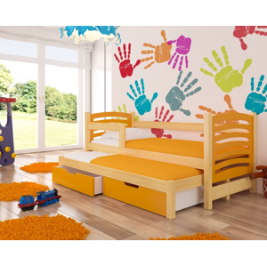 ArtAdrk Detská posteľ s prístelkou AVILA Farba: borovica / oranžová