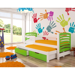 ArtAdrk Detská posteľ s prístelkou AVILA Farba: biela / zelená