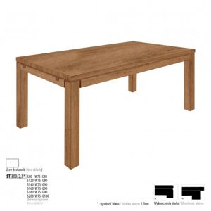 Drewmax Jedálenský stôl - masív ST300 - hrúbka 2,5cm / dub Prevedenie: E 180 x 75 x 90 cm