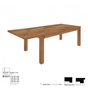 Drewmax Jedálenský stôl - masív ST302 / S45 - hrúbka 4cm / dub Prevedenie: C 140 x 75 x 90 cm