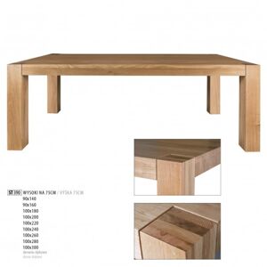 Drewmax Jedálenský stôl - masív ST390 / dub Prevedenie: H 100 x 75 x 280 cm