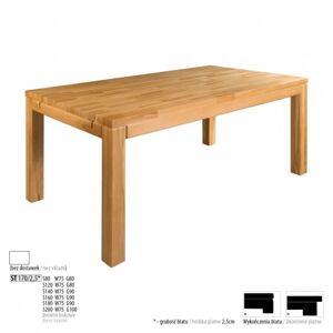 Drewmax Jedálenský stôl - masív ST170 - hrúbka 2,5cm / buk Prevedenie: F 200 x 75 x 100 cm