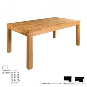 Drewmax Jedálenský stôl - masív ST173 - hrúbka 4 cm / buk Prevedenie: B 120 x 75 x 80 cm