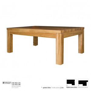 Drewmax Konferenčný stolík - masív ST175 - hrúbka 2,5 cm / buk Prevedenie: B 120 x 50 x 80 cm