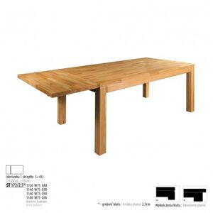 Drewmax Jedálenský stôl - masív ST172 / S45cm - hrúbka 2,5cm / buk Prevedenie: B 120 x 75 x 80 cm