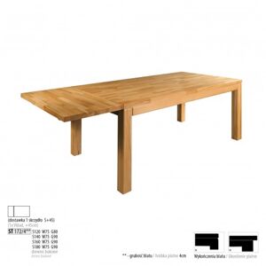 Drewmax Jedálenský stôl - masív ST172 / S45cm - hrúbka 4cm / buk Prevedenie: B 120 x 75 x 80 cm