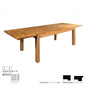 Drewmax Jedálenský stôl - masív ST172 / S90cm - hrúbka 2,5cm / buk Prevedenie: C 140 x 75 x 90 cm