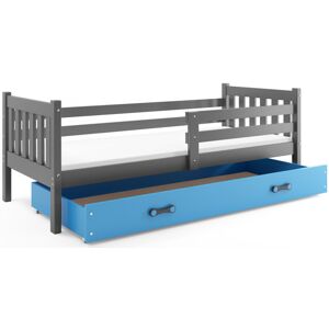 BMS Detská posteľ s úložným priestorom CARINO | 90 x 200 cm Farba: Sivá / Modrá