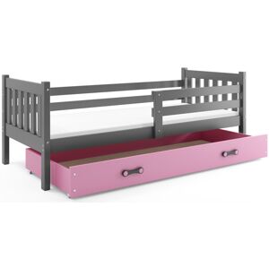 BMS Detská posteľ s úložným priestorom CARINO | 90 x 200 cm Farba: Sivá / ružová