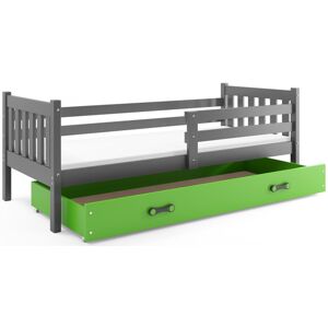 BMS Detská posteľ s úložným priestorom CARINO | 90 x 200 cm Farba: Sivá / zelená