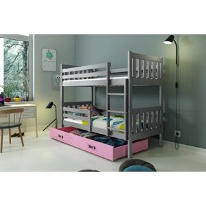 BMS Poschodová detská posteľ CARINO | 80 x 190 cm Farba: Sivá / ružová