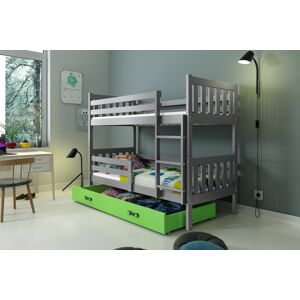 BMS Poschodová detská posteľ CARINO | 80 x 190 cm Farba: Sivá / zelená