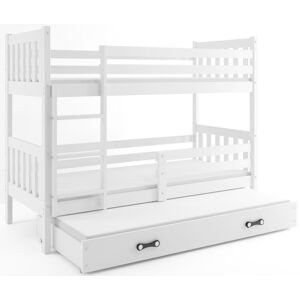 BMS Detská poschodová posteľ s prístelkou CARINO 3 | 80 x 190 cm Farba: Biela / biela