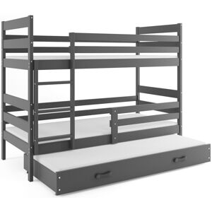 BMS Detská poschodová posteľ ERYK 3 s prístelkou | sivá Farba: Sivá / sivá, Rozmer.: 200 x 90 cm