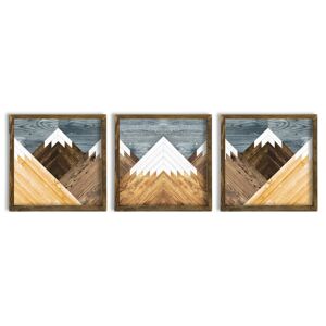 Súprava obrazov Mountains 3 ks 50x50 cm hnedý