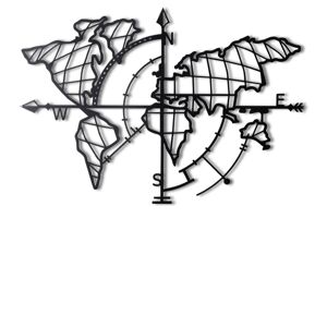 Nástenná kovová dekorácia Kompas 65x95 cm čierna