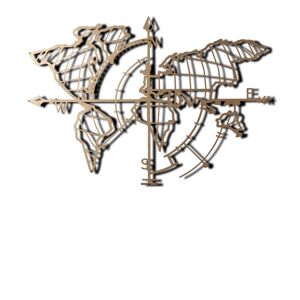 Nástenná kovová dekorácia Kompas 65x95 cm zlatá